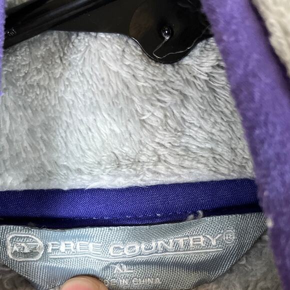 Free Country Womens Jacket Gray Purple Plush Fleece Pullover Snaps XL - Picture 6 of 13